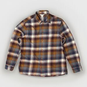 Seasalt Cornwall Fathomer Organic Cotton Plaid Flannel Shirt L
